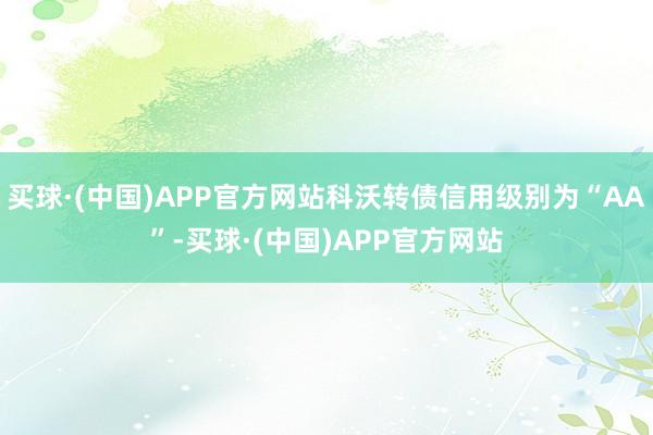 买球·(中国)APP官方网站科沃转债信用级别为“AA”-买球·(中国)APP官方网站