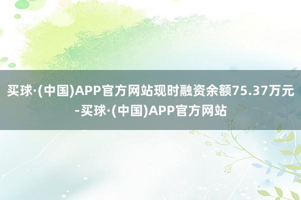 买球·(中国)APP官方网站现时融资余额75.37万元-买球·(中国)APP官方网站