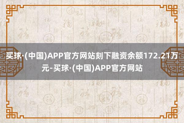 买球·(中国)APP官方网站刻下融资余额172.21万元-买球·(中国)APP官方网站