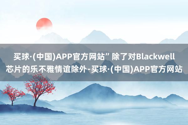 买球·(中国)APP官方网站”除了对Blackwell芯片的乐不雅情谊除外-买球·(中国)APP官方网站