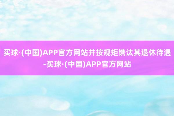 买球·(中国)APP官方网站并按规矩镌汰其退休待遇-买球·(中国)APP官方网站