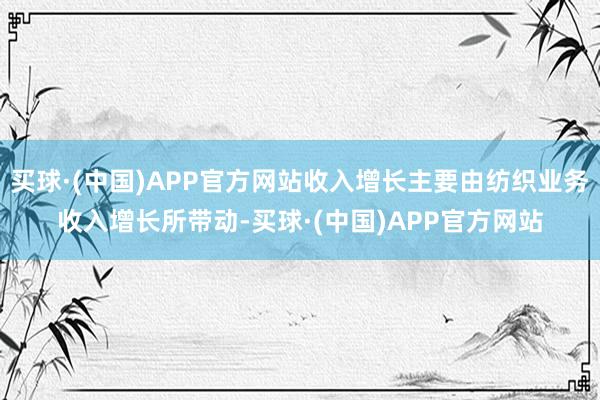 买球·(中国)APP官方网站收入增长主要由纺织业务收入增长所带动-买球·(中国)APP官方网站