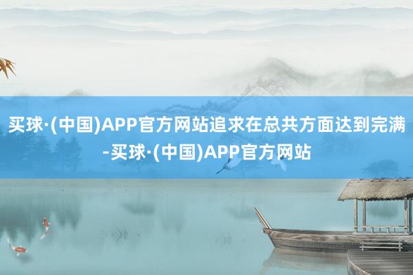 买球·(中国)APP官方网站追求在总共方面达到完满-买球·(中国)APP官方网站