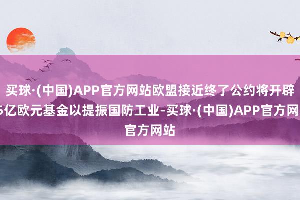 买球·(中国)APP官方网站欧盟接近终了公约将开辟15亿欧元基金以提振国防工业-买球·(中国)APP官方网站