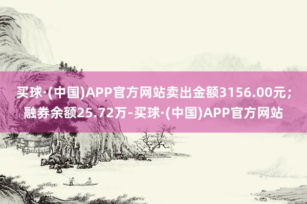 买球·(中国)APP官方网站卖出金额3156.00元；融券余额25.72万-买球·(中国)APP官方网站