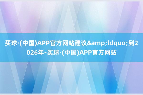 买球·(中国)APP官方网站建议&ldquo;到2026年-买球·(中国)APP官方网站