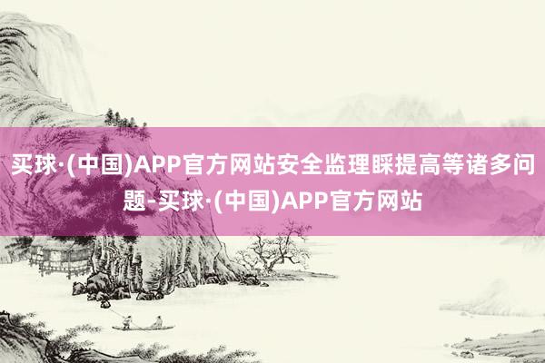 买球·(中国)APP官方网站安全监理睬提高等诸多问题-买球·(中国)APP官方网站