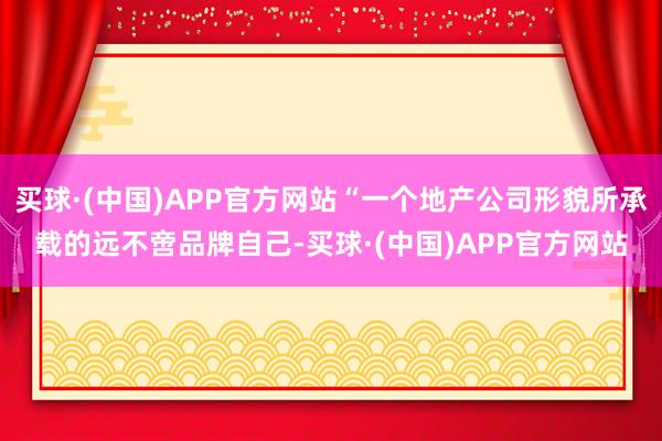 买球·(中国)APP官方网站“一个地产公司形貌所承载的远不啻品牌自己-买球·(中国)APP官方网站