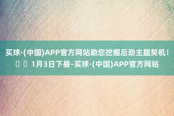 买球·(中国)APP官方网站助您挖掘后劲主题契机！		1月3日下昼-买球·(中国)APP官方网站